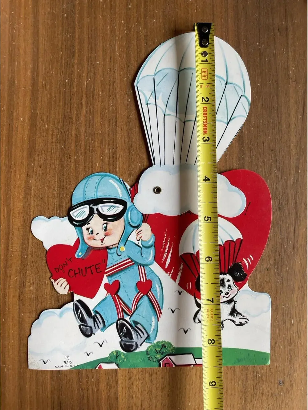Valentine Card Boy Parachute Dropping With Dog Mechanical Valentine Card